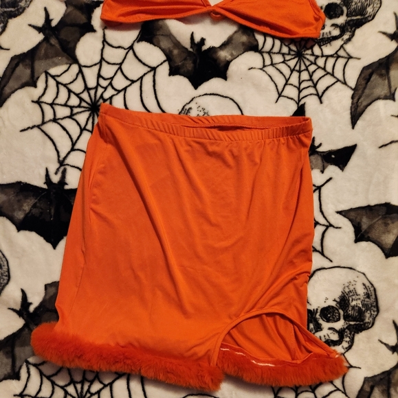 Orange Fuzzy Mesh Skirt Set - Picture 13 of 16